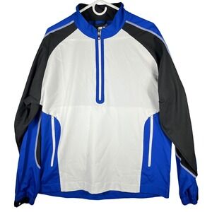 FootJoy Quarter Zip Golf Pullover Mens M Blue White Colorblock Brookside Logo